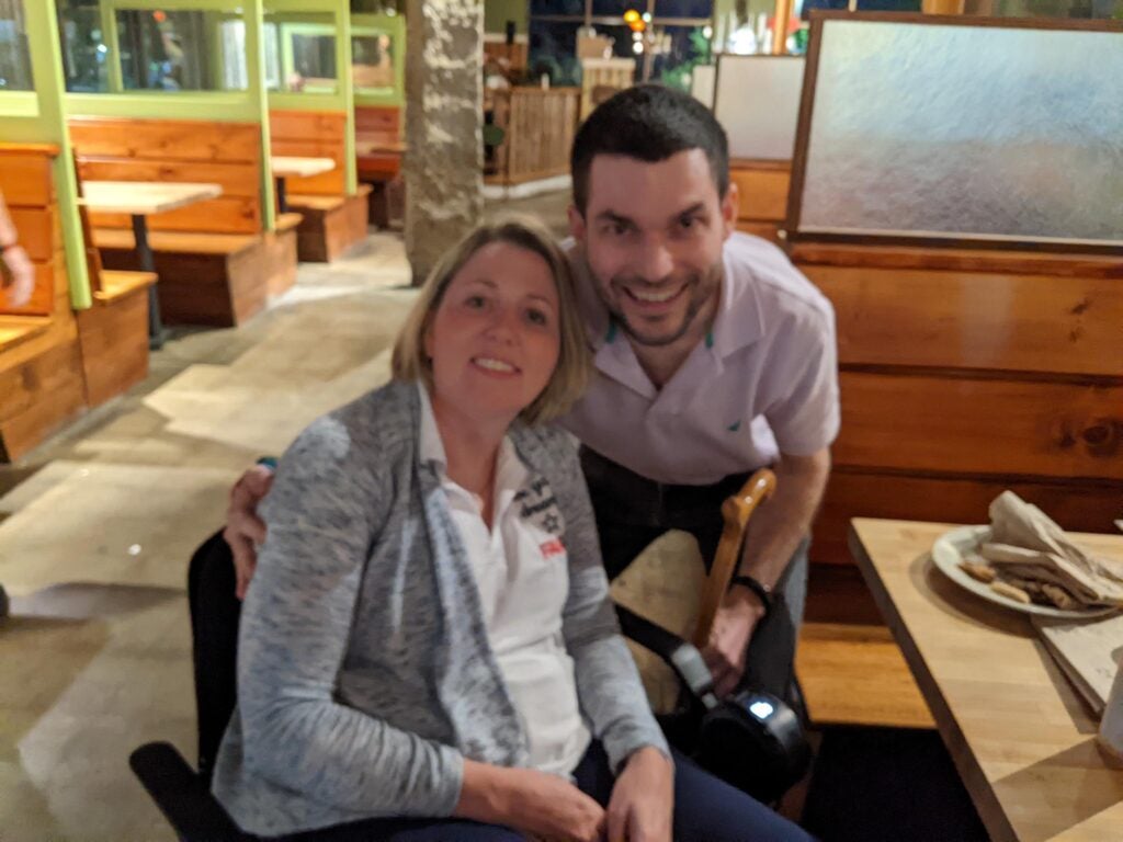 Alex at a restaurant