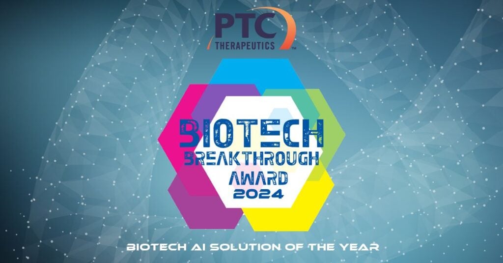 Banner with BioTech Breakthrough Award and PTC logos.